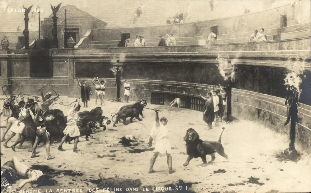 Die Rückkehr der Katzen ins Zirkus — Salon 1902 — Serie I — Verleger Tuck & Fils - Vorderseite