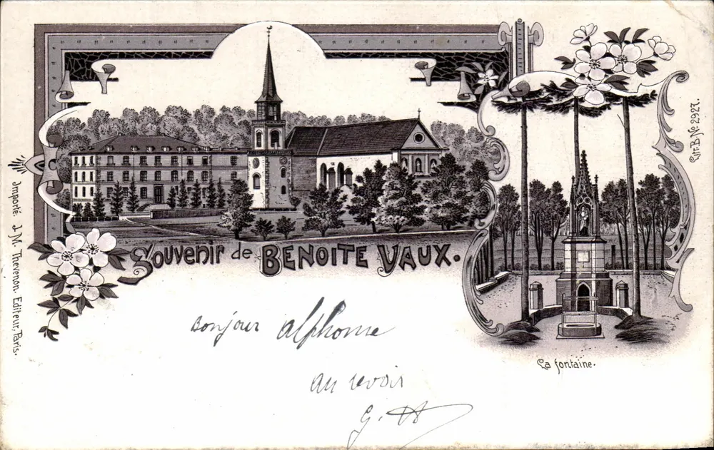 Benoite Vaux — Église et fontaine — Imprimée par M. Thévenon, Éditeur, Paris, n° 2927 - Vorderseite