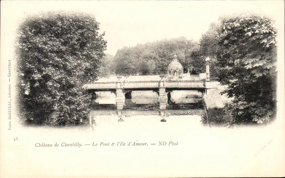 Castelo de Chantilly — O Ponte & a Ilha de Amor — Veuve ROBINEAU, Livreiro — N° 55 - Frente