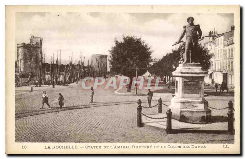 La Rochelle — Statue des Admirals Duperré und der Cours des Dames — Künstleredition, La Rochelle - Vorderseite