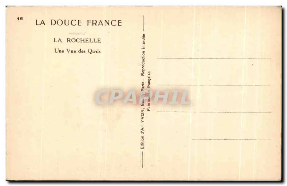 La Rochelle — Ansicht der Kai — Edition d'Art YVON - Rückseite