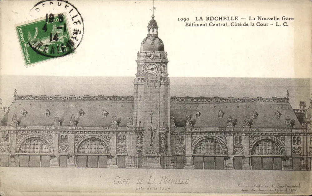 La Rochelle — Die Neue Station — Zentralgebäude, Hofseite — L.C. - Vorderseite