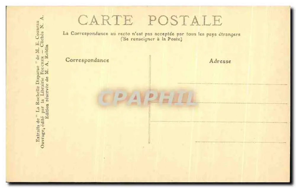 Verschwundene La Rochelle — Der Portal von Saint-Sauveur — Edition M. A. Koblin - Rückseite