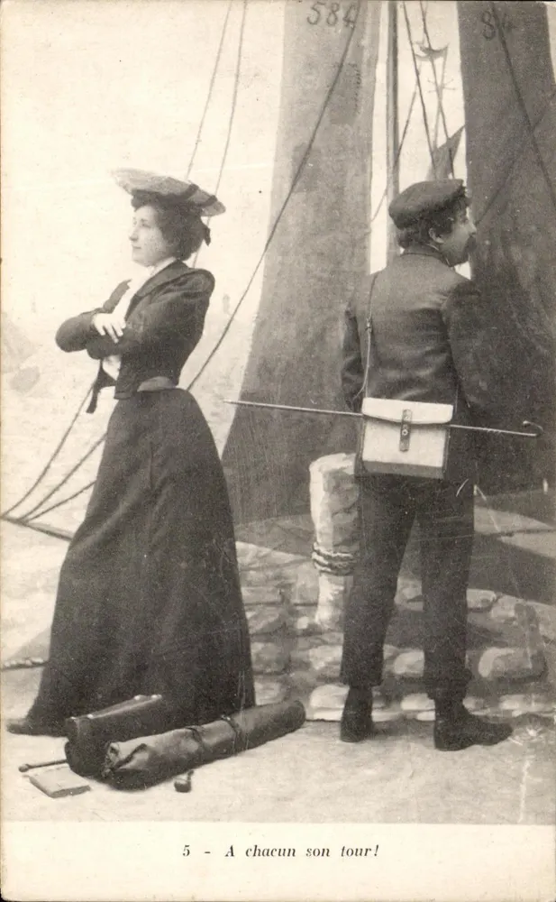 Zwei Personen auf einem Boot — Jeder hat seinen Zug! — unbekannter Verlag, Nr. 584 - Vorderseite