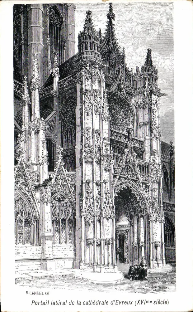 Portail latéral de la cathédrale d'Evreux — XVIe siècle — D. LANCEL.01 - Frente