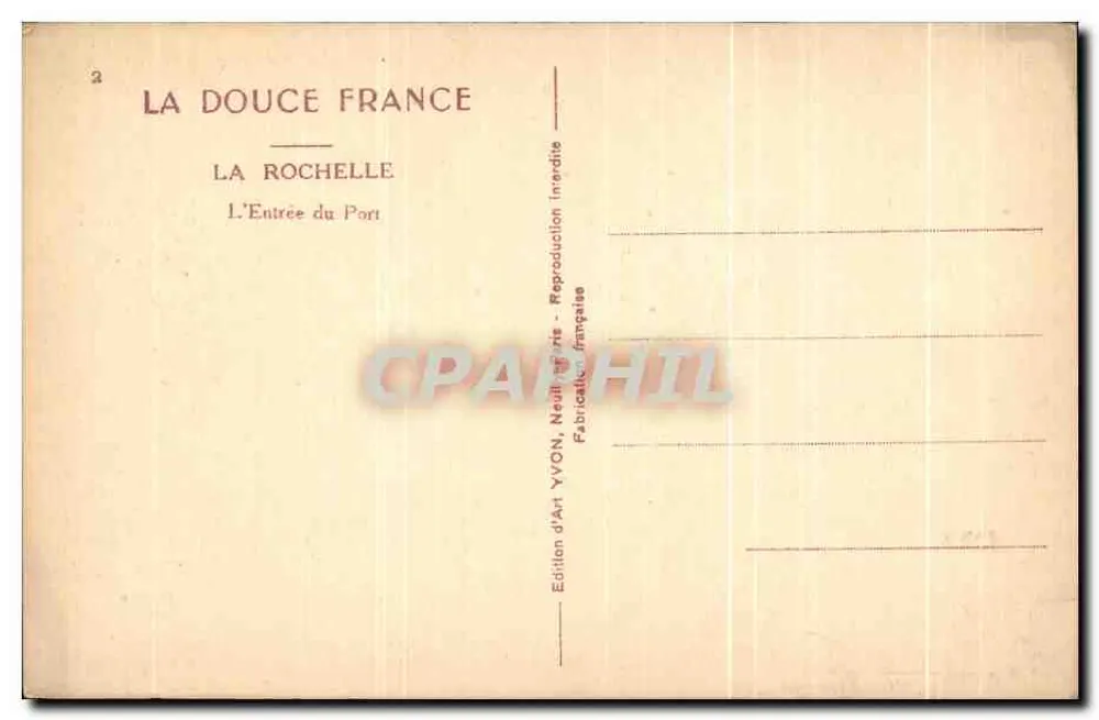 La Rochelle — Der Eingang zum Hafen — Édition d'Art YVON - Rückseite