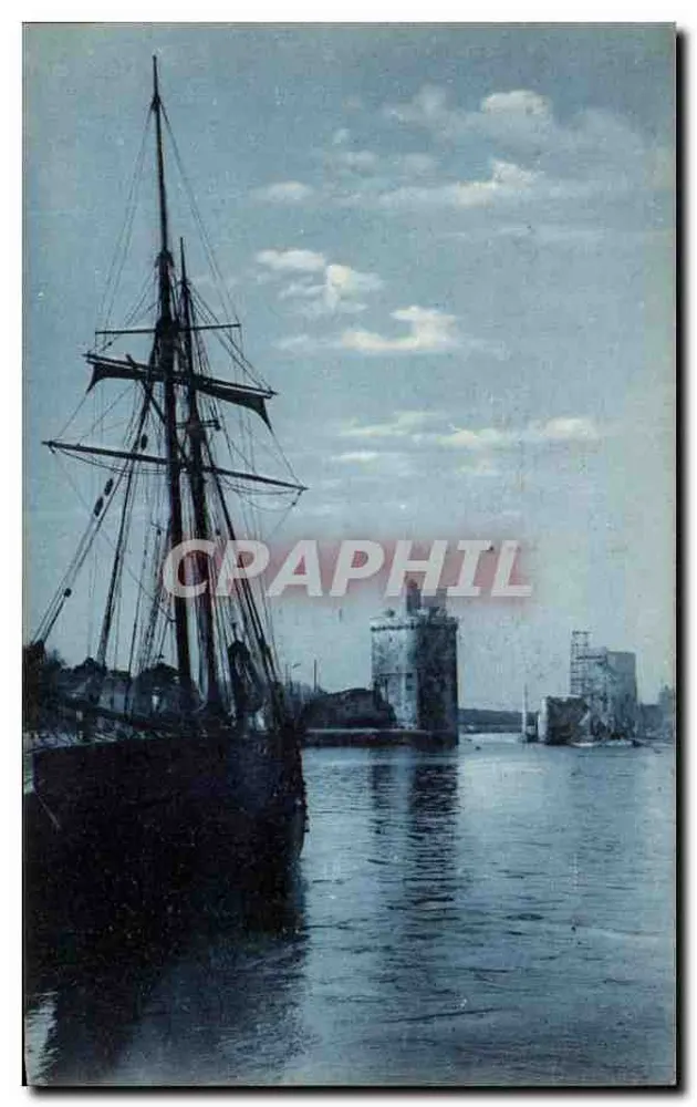 Abfahrt vom Hafen von LA ROCHELLE — bei Mondlicht — Éditions Artistiques R. Bercevin - Vorderseite