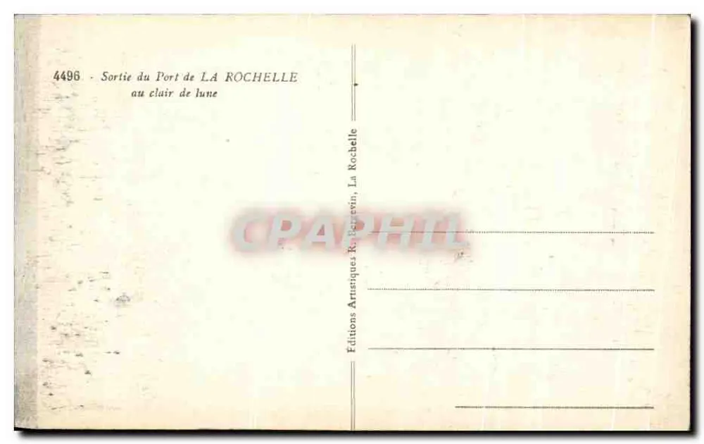 Abfahrt vom Hafen von LA ROCHELLE — bei Mondlicht — Éditions Artistiques R. Bercevin - Rückseite