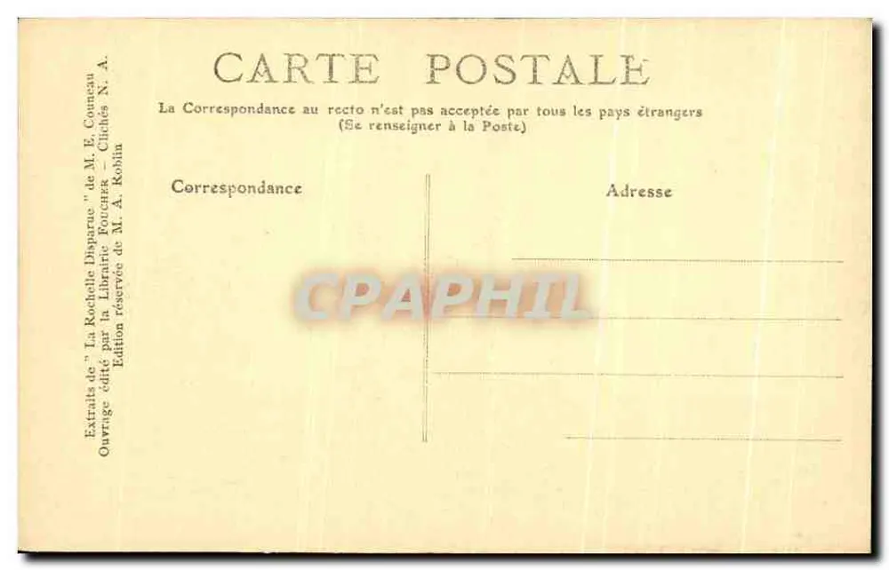La Rochelle Disparue — historische Szene — Édition de M. E. Coungeau, n°31 - Rückseite