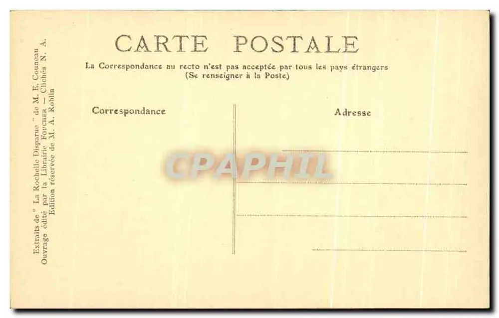 La Rochelle Verschwunden — Turm von Moureilles — Edition von M. E. Conneau - Rückseite