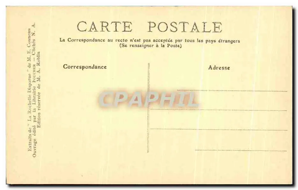 Verschwundene La Rochelle — Bastion du Gebut — Edition von M. E. Counceau - Rückseite
