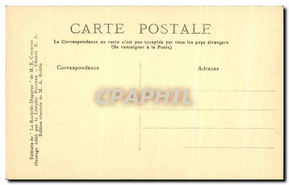 Les Verdières, Innenansicht — La Rochelle Disparue, Serie 21 — Edition von M. A. Roblin - Rückseite