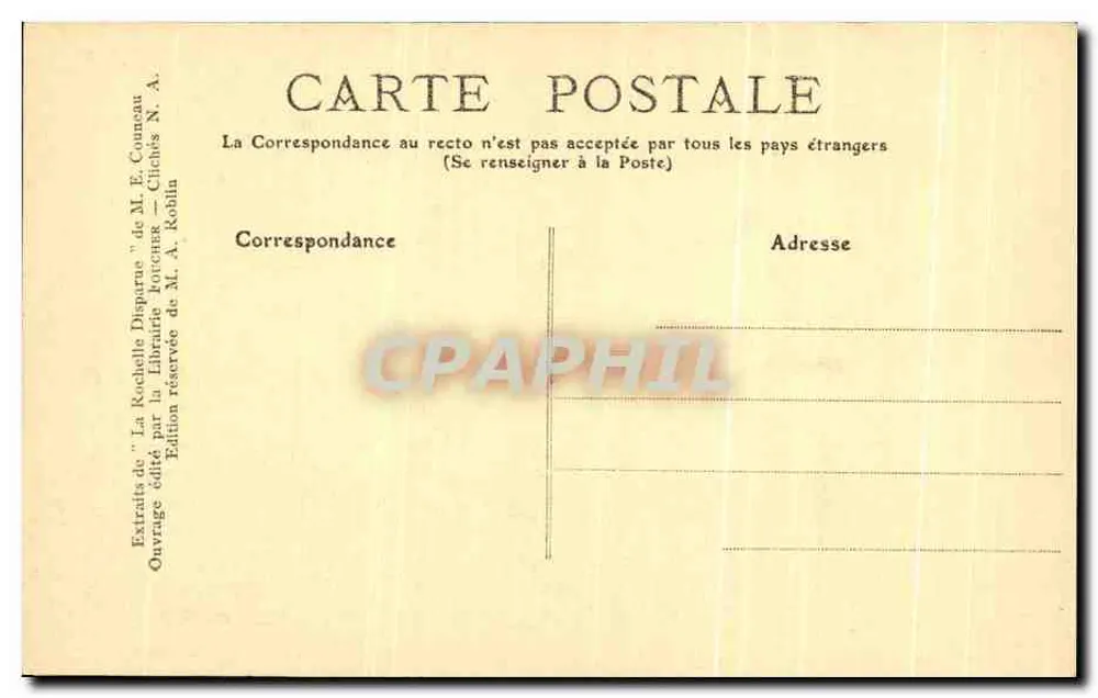La Rochelle Desaparecida — La Puerta de l’Eveseot — Edición M. A. Kohlin - Reverso