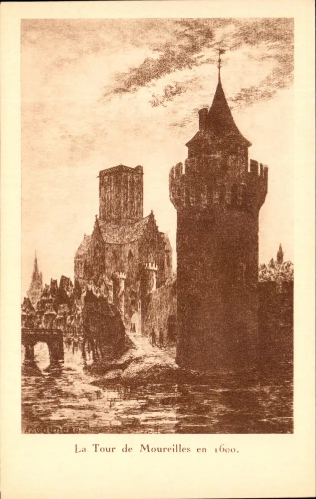 La Tour de Moureilles im Jahr 1600 — historische Illustration — F. Pjollet, La Rochelle - Vorderseite