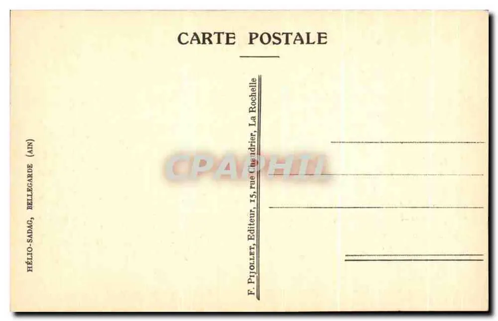 La Verdière (Ansicht des Schlosses) — Ansicht einer Steinstrecke über einen Kanal, umgeben von Bäumen — F. Piyolet, Verlag, La Rochelle - Rückseite