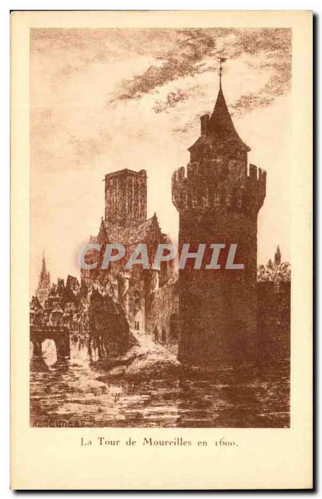 La Tour de Moureilles im Jahr 1600 — historische Holzschnitte — F. Pjollier, Verlag, La Rochelle - Vorderseite