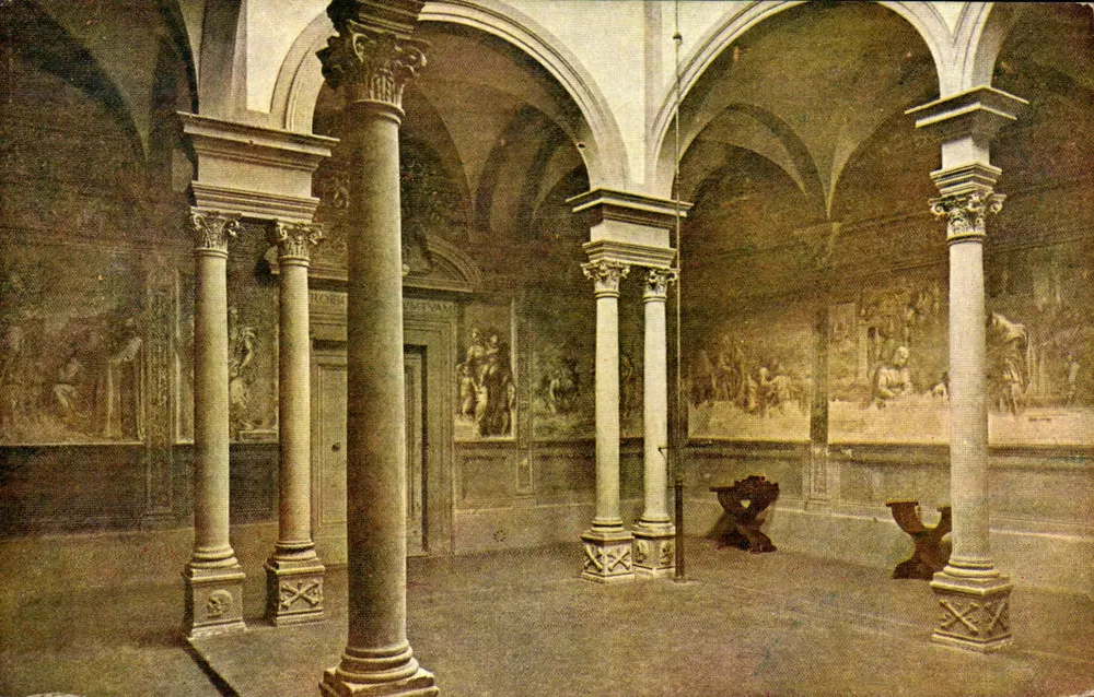 O Chiostro dello Scalzo em Florença — frescos de Andrea del Sarto — editor Fredelli Alinari, série C.3 - Frente