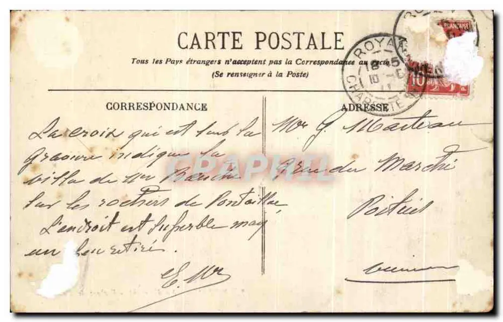 Royan - Côte d'Argent - Rochers de Pontaillac - éditeur BR - 856 - Rückseite
