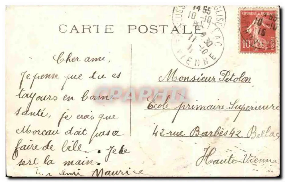 Lussac-les-Eglises — Château de La Vozeille — H. Dutin, dép. - Verso