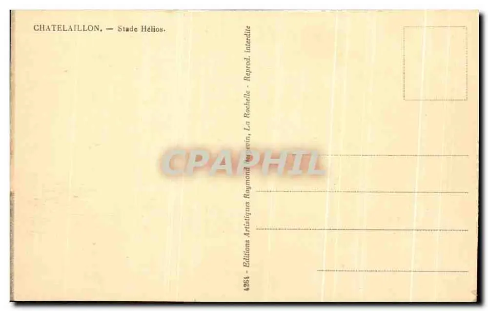 Estádio Hélios — Châtelaillyon — Edições Artisaniq. Raymond Bergevin - Verso