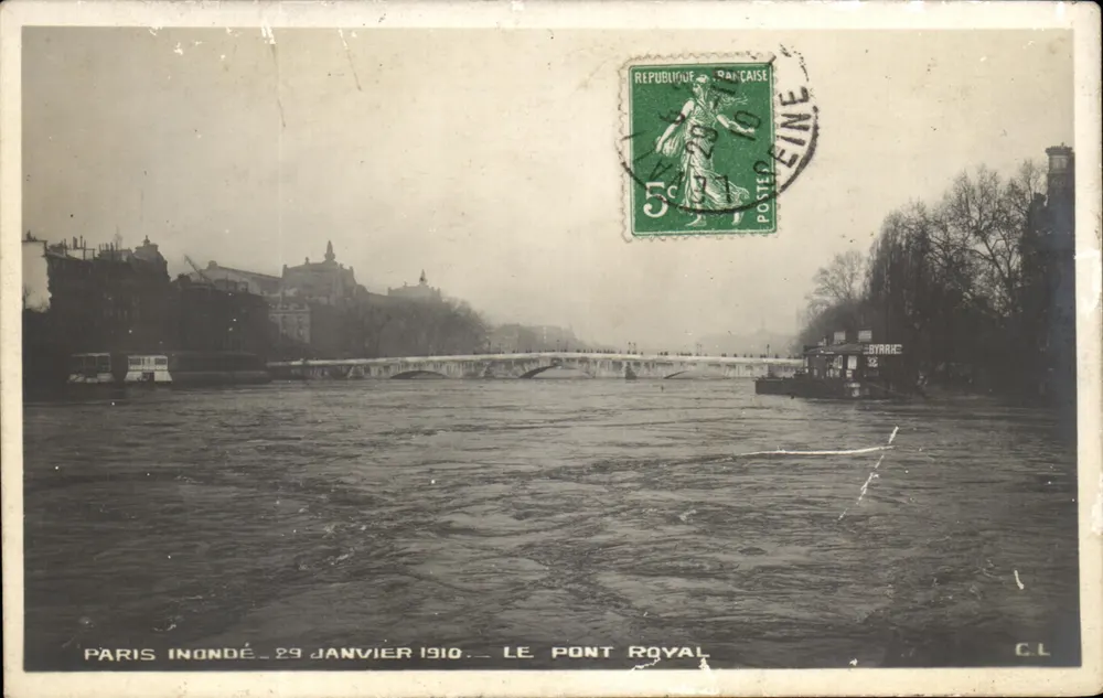 Paris überschwemmt — 29. Januar 1910 — Der Königliche Brücke — C.L. - Vorderseite