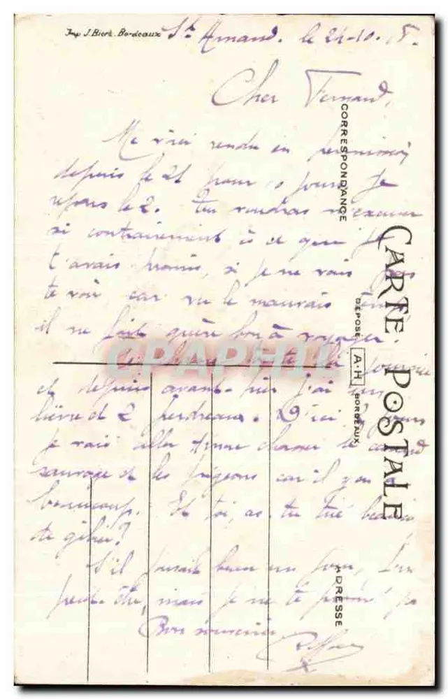 Freundschaft — Karte der Freundschaft des 63. Infanterieregiments — Imp. J. Bierk, Bordeaux - Rückseite