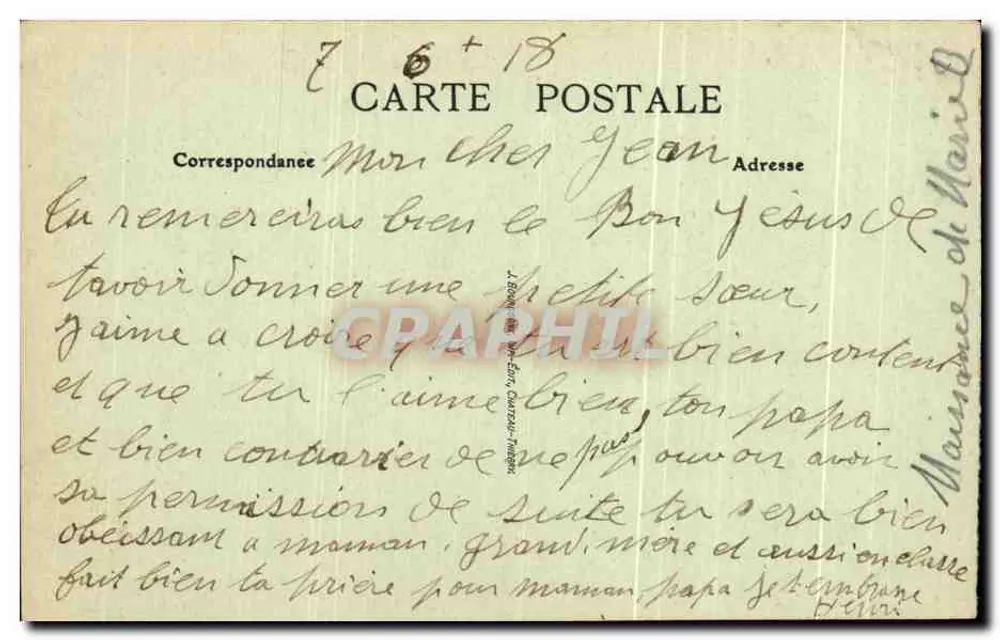 Priorado de Binson — Vista do Claustro, Interior — Edit. Millet, n°5 - Verso