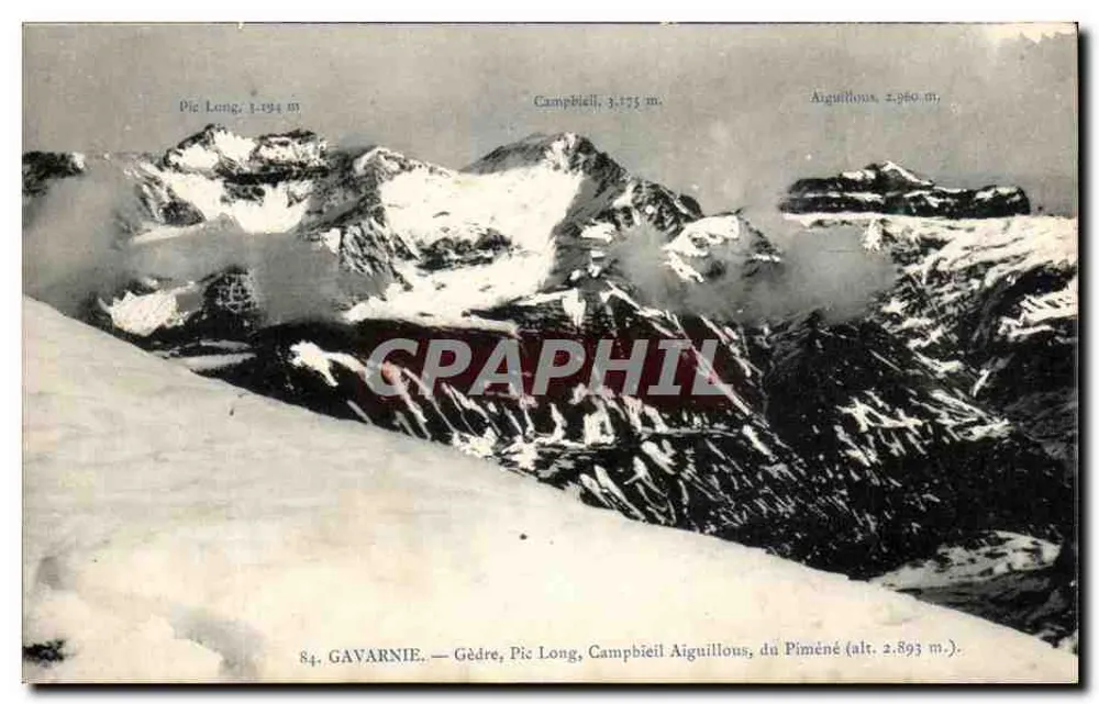 Gavarnie — Uitzicht op de toppen van Pic Long, Campbiell en Aiguillous — uitgever Gavarnie, n°84 - Voorkant