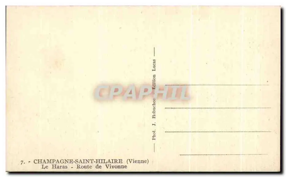 Champagne-Saint-Hilaire — Das Gestüt — Route de Vivonne — Foto von J. Robuchon, Edition Lucas - Rückseite