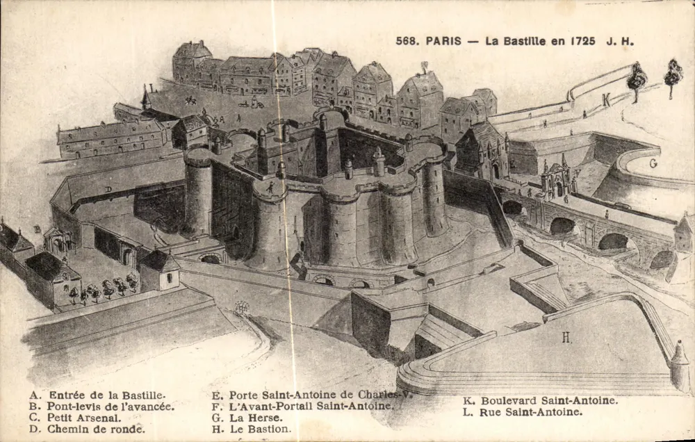 Paris — Ansicht der Bastille im Jahr 1725 J.H. — Edition L. Boisson, Nr. 568 - Vorderseite