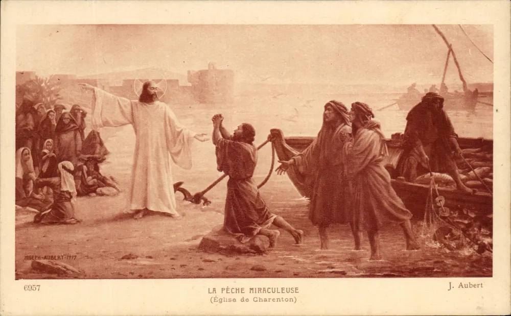 La Pesca Miracolosa — (Chiesa di Charenton) — J. Aubert, n° 6957 - Recto