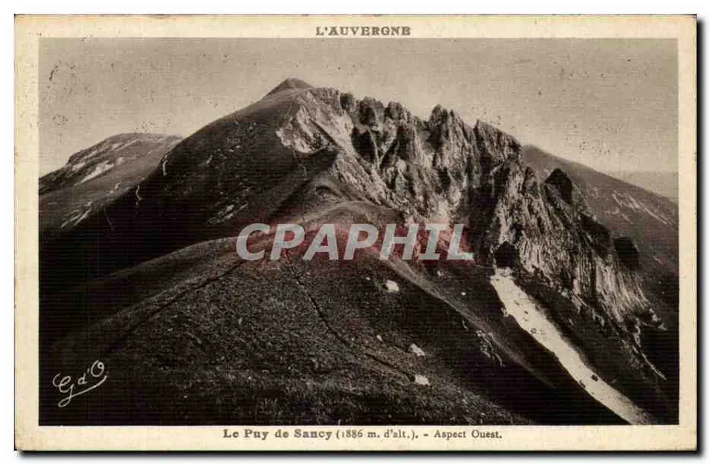 Le Puy de Sancy (1886 m. d'alt.) — Westlicher Ausblick — Auvergne, Verlag G.d'O. - Vorderseite