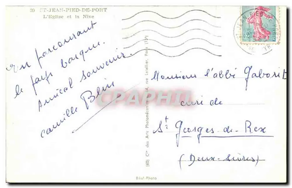 Saint-Jean-Pied-de-Port — Die Kirche und die Nive — Réal-Photo - Rückseite