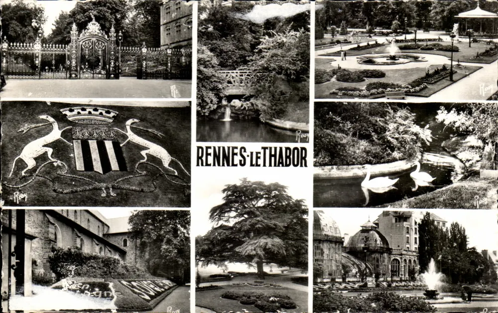 Rennes-le-Thabor — Collage de vues du Jardin du Thabor — éditeur F. Chapeau, Nantes - Frente