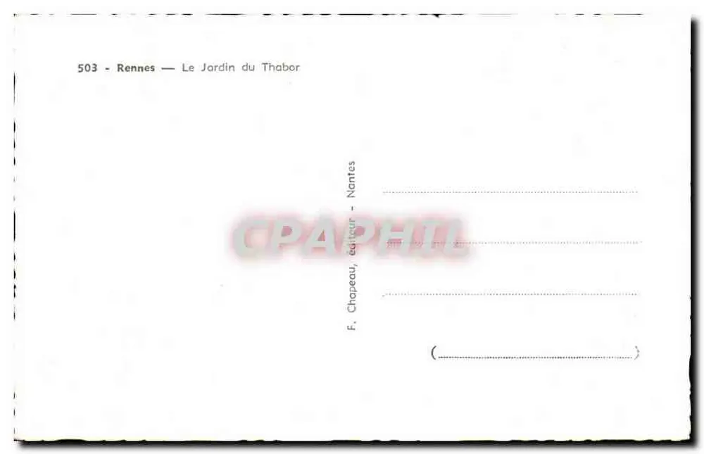Rennes-le-Thabor — Collage de vues du Jardin du Thabor — éditeur F. Chapeau, Nantes - Verso