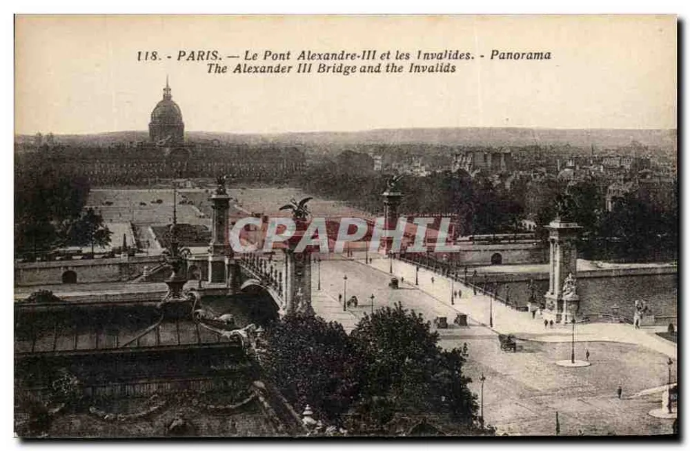 Paris — Pont Alexandre-III und die Invaliden — Panorama — Phototypie L'Abélie, Paris - Vorderseite