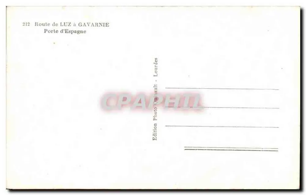 Strecke von Luz nach Gavarnie — Tür von Spanien — Edition Photo Ournault - Lourdes - Rückseite