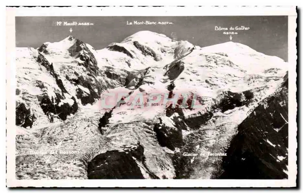 O Mont-Blanc visto do Brévent — Chamond, editor L. Morand, n° 1042 - Frente