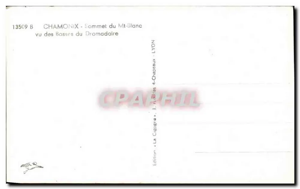 Chamonix - Gipfel des Mont-Blanc von den Bosses du Dromadaire gesehen — Edition La Cigogne, Lyon - Rückseite