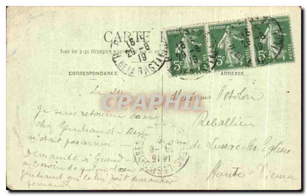 Paris — La Place de la Bastille — C. M. n° 1126 - Verso