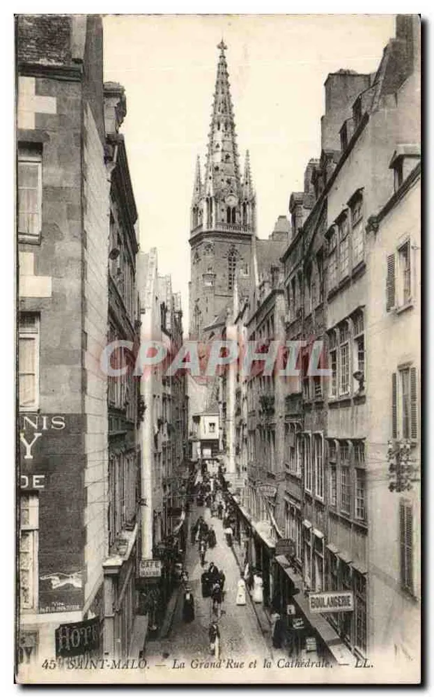 Saint-Malo — La Grand'Rue und die Kathedrale — LL. - Vorderseite