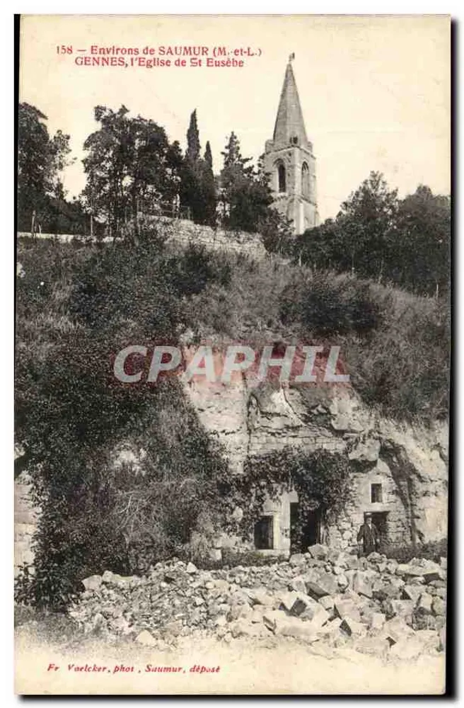 Gennnes, a Igreja de São Eusébio — Environs de Saumur (M.-et-L.) — Fr. Vaelcker, fot. Saumur, depositado - Frente