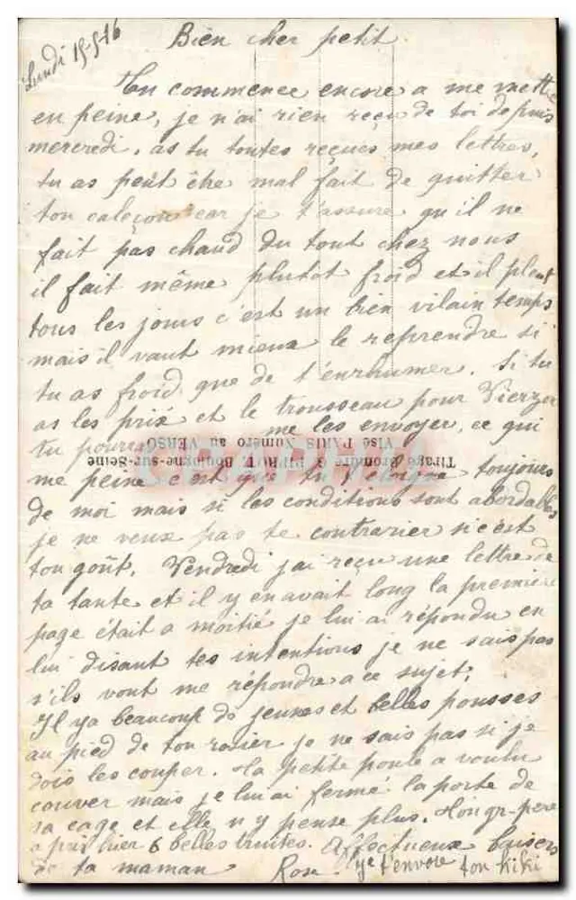 Cão com coleira — texto poético — Editor Paris n°643 - Verso