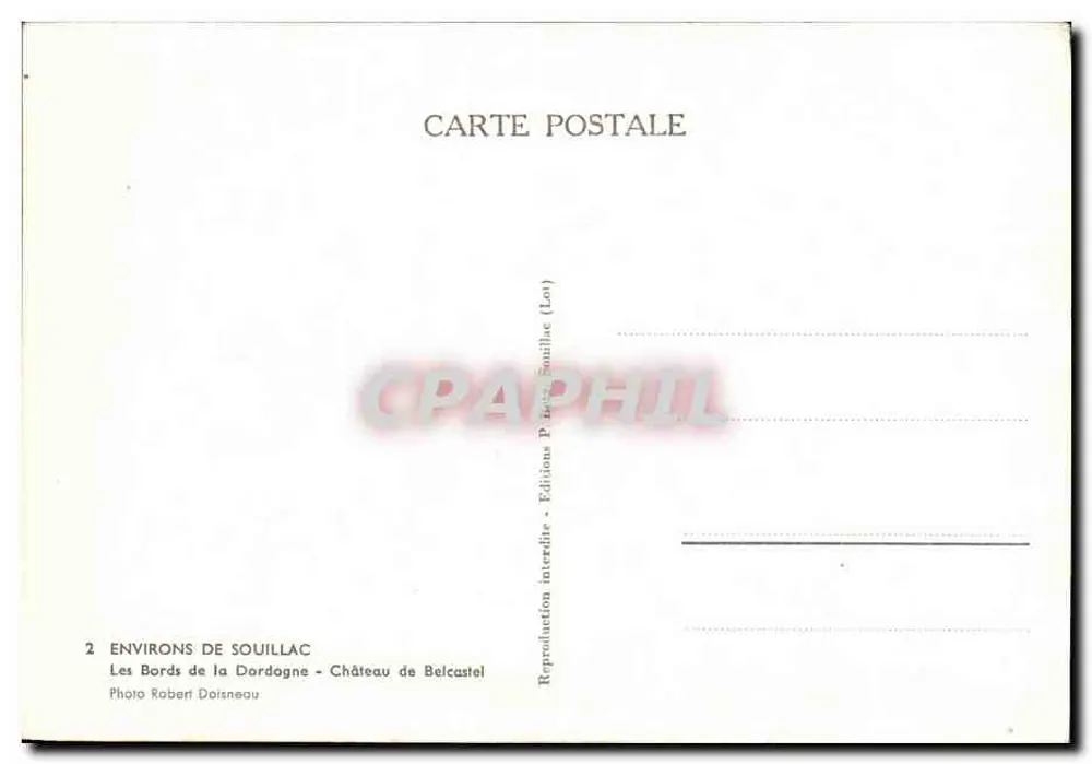 Schloss Belcastel — Umgebung von Souillac — Éditions Postales Souillac - Rückseite