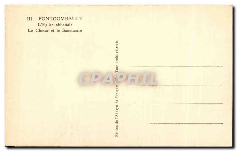 Fontgombault — Die Abteikirche, der Chor und der Heiligtum — Ausgabe der Abtei Fontgombault - Rückseite