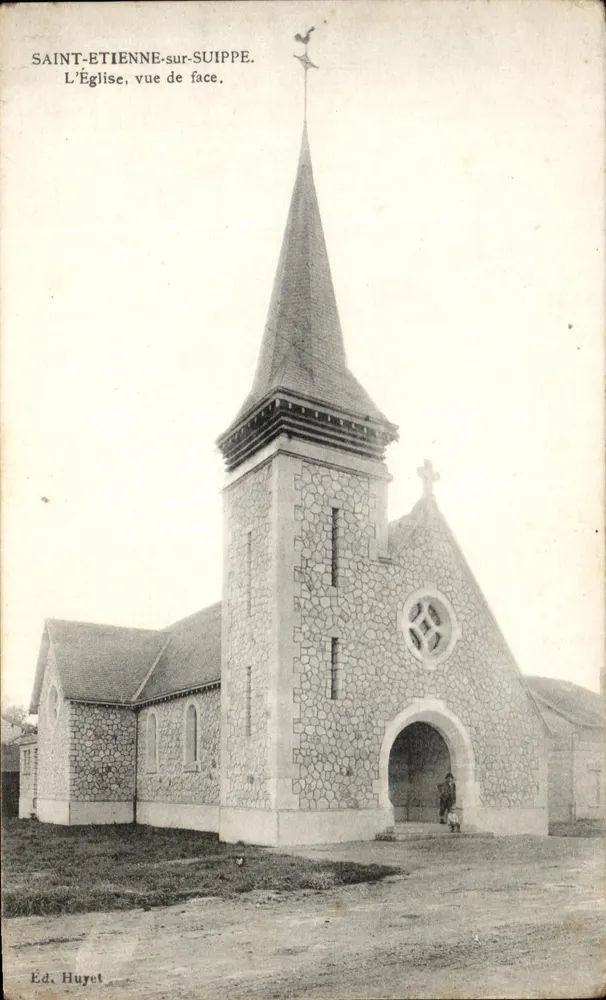 Saint-Étienne-sur-Suippe — A Igreja, vista frontal — Ed. Huyet - Frente