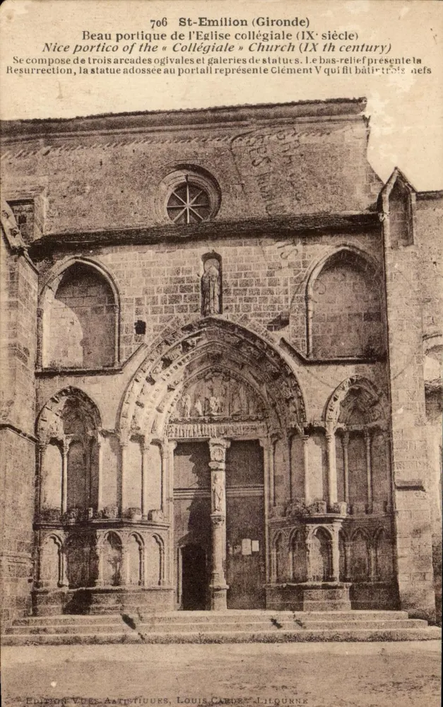St-Emilion (Gironde) — Portikus der Kollegiatkirche (9. Jahrhundert) — Ausgabe V. Des Artistiudes, Louis Cardes, Libourne - Vorderseite