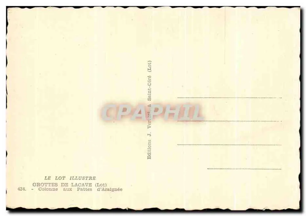 Lacave-Höhlen — Säule mit Aralignée-Pfoten — Éditions J. Vertun & Saint-Céré (Lot) - Rückseite