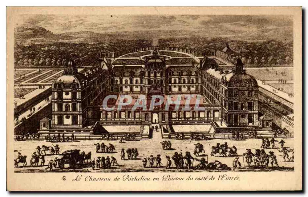 O Castelo de Richelieu em Loir-et-Cher — lado da Entrada — R. Dorange, Tournai - Frente