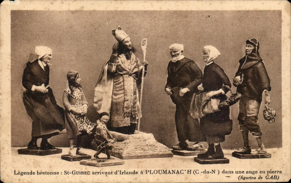 Bretone Sage: St-Guirec kommt aus Irland nach Ploumanac'h (C-du-N) — Figurine von GAB - Vorderseite
